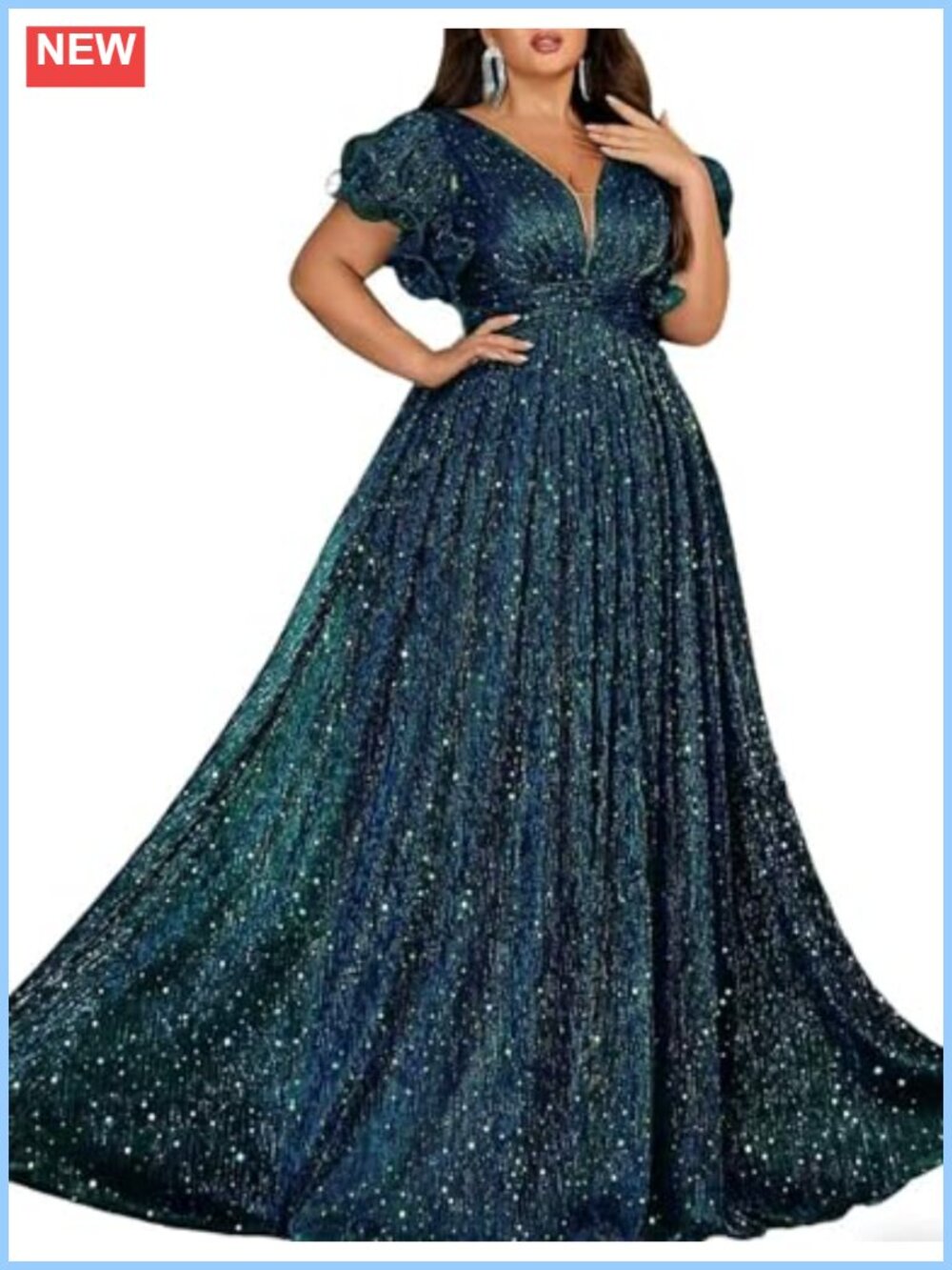 Plus Size Formal Dress A Line Long Prom Wedding Guest Sequin
